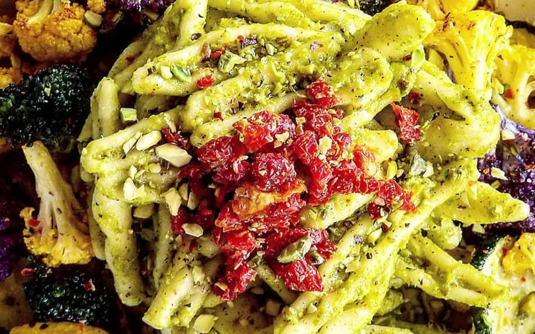 Pasta and Market Veggies with Preserved Lemon Pesto