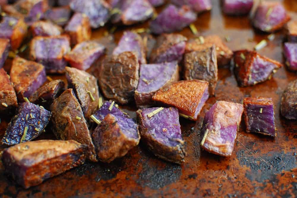 Sides: Maple Bac’n Purple Sweet Potatoes plus Tamarind Glazed Tofu