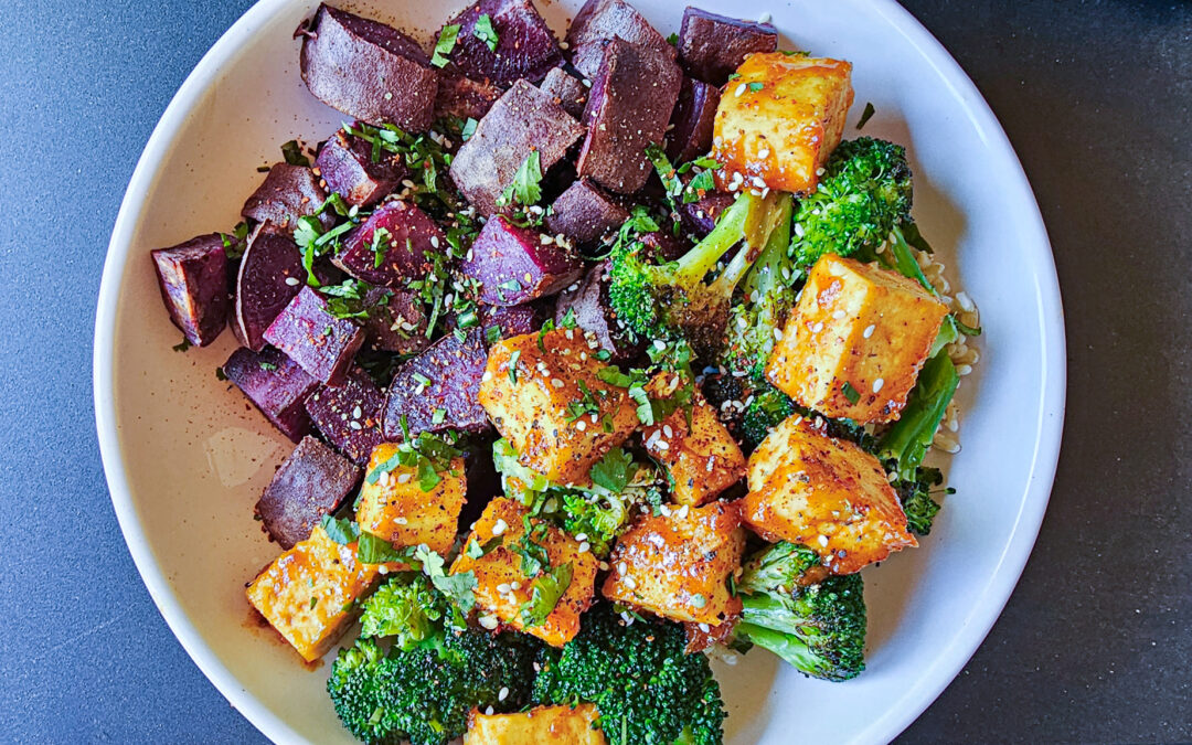 Okinawan Sweet Potatoes & Miso Glazed Tofu