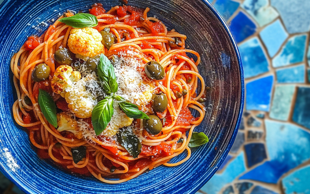 Pasta Puttanesca with Blistered Cauliflower