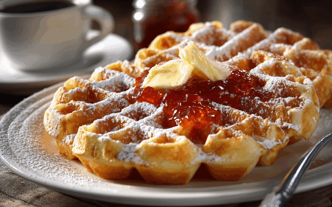 Waffles with Apricot Jam & Brown Sugar Butter