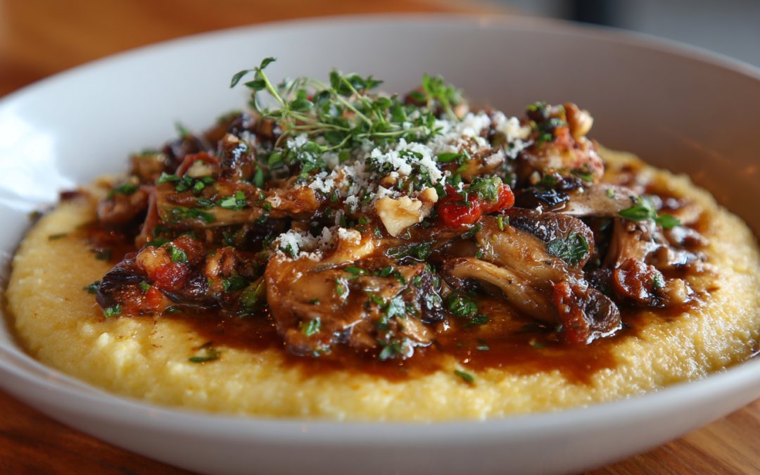 Polenta with Mushroom Walnut Ragout