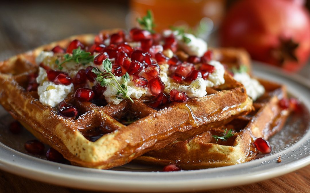 Waffles with Pomegranate Maple Syrup